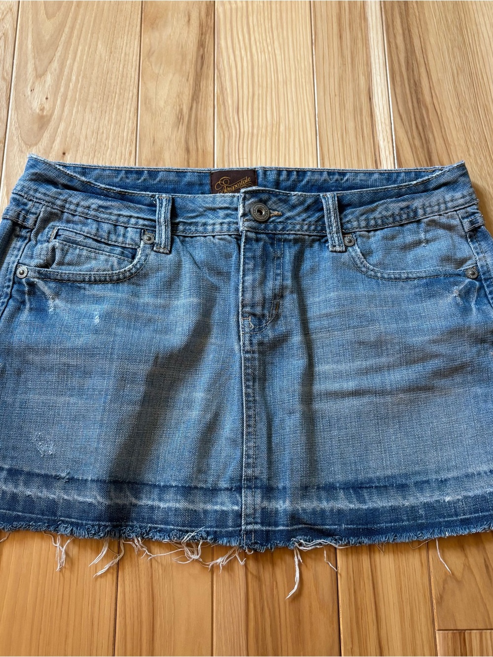 Vintage Y2K Aeropostale Denim Distressed Mini Skirt